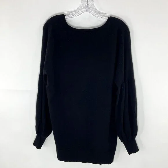Torrid‎ Sweater Women 2X Black Puff Sleeve V-Neck Ribbed Hem Knit - Picture 2 of 11